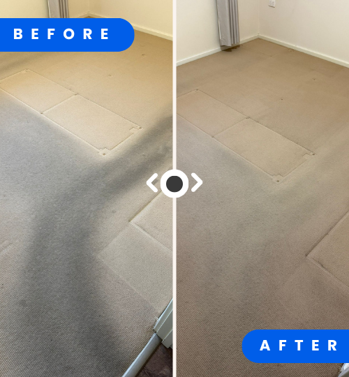 Before after comparison of heavily soiled and black stains cleaned by affordable carpet cleaning company in Riyadh